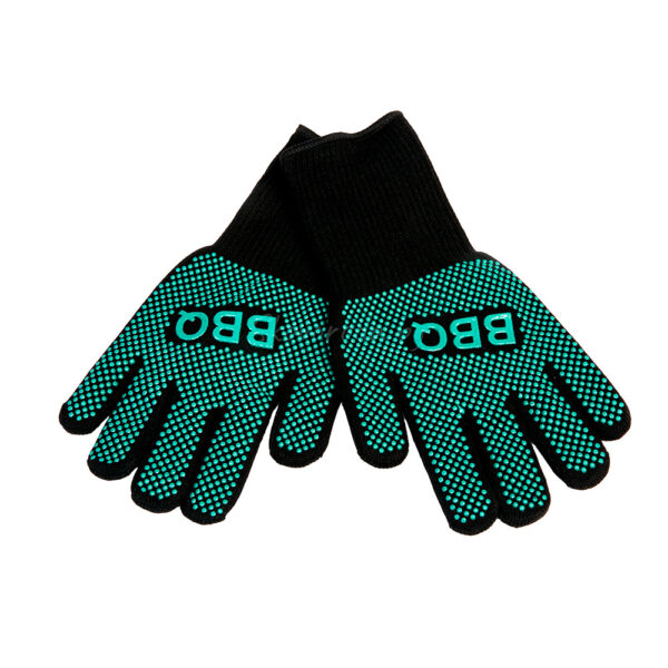 Перчатка-прихватка защитная зеленая, силикон+хлопок, BBQ (до 350°С) GK-GV