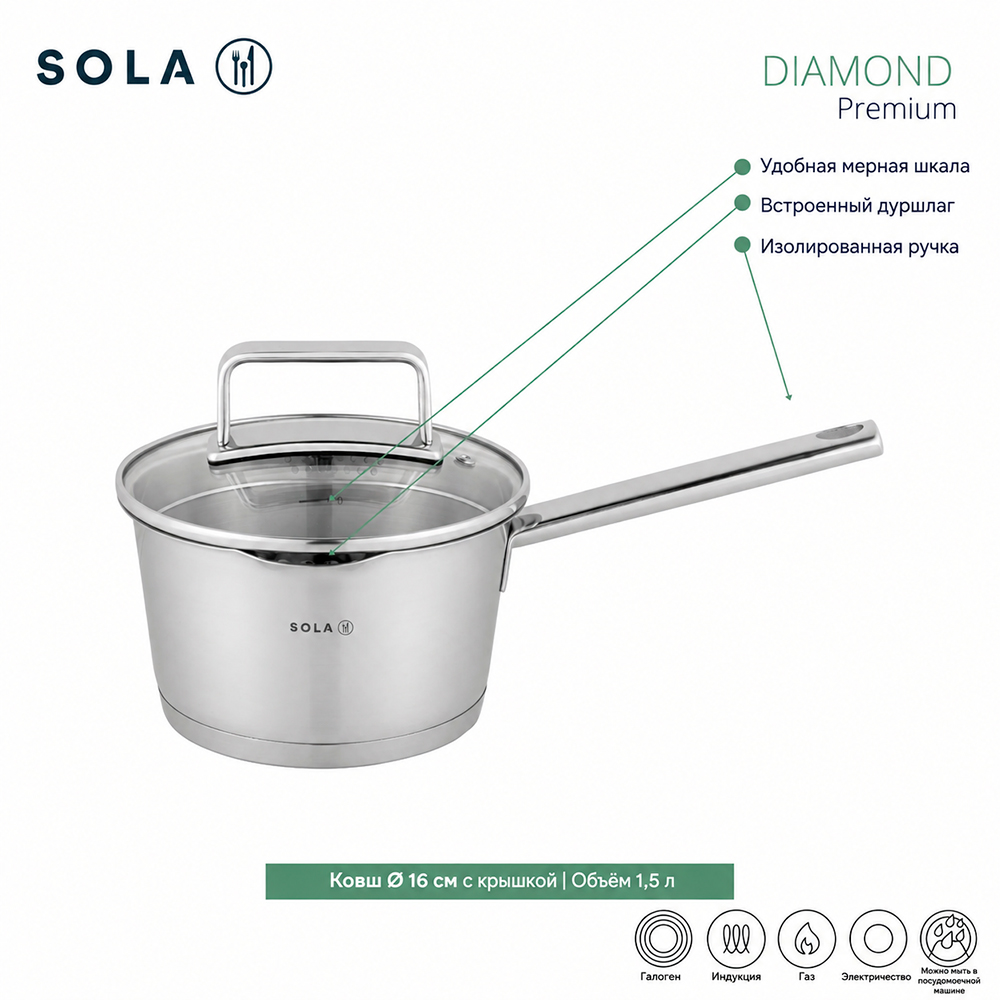 Фото 4 Набор посуды 4пр. SOLA Diamond 13DIAM 004 - Skovoroda.by Изображение 4 Набор посуды 4пр. SOLA Diamond 13DIAM 004 - Skovoroda.by