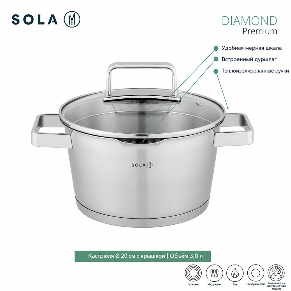 Фото 7 Набор посуды 4пр. SOLA Diamond 13DIAM 004 - Skovoroda.by Изображение 7 Набор посуды 4пр. SOLA Diamond 13DIAM 004 - Skovoroda.by