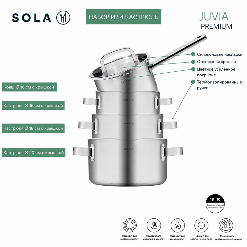 Фото 9 Набор посуды 4пр. SOLA Juvia 13JUVI 004 - Skovoroda.by Изображение 9 Набор посуды 4пр. SOLA Juvia 13JUVI 004 - Skovoroda.by